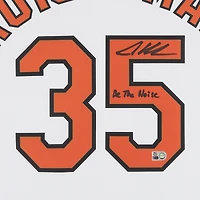 Maillot réplique blanc Nike autographié par Adley Rutschman des Orioles de Baltimore avec inscription « Be The Noise »