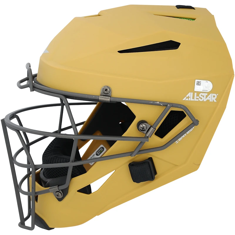 Masque de receveur beige Adley Rutschman, utilisé par les Orioles de Baltimore lors du match contre les Nationals de Washington, le 18 mai 2025