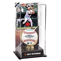 Vitrine de présentation des gants dorés des Orioles de Baltimore d'Adley Rutschman avec image