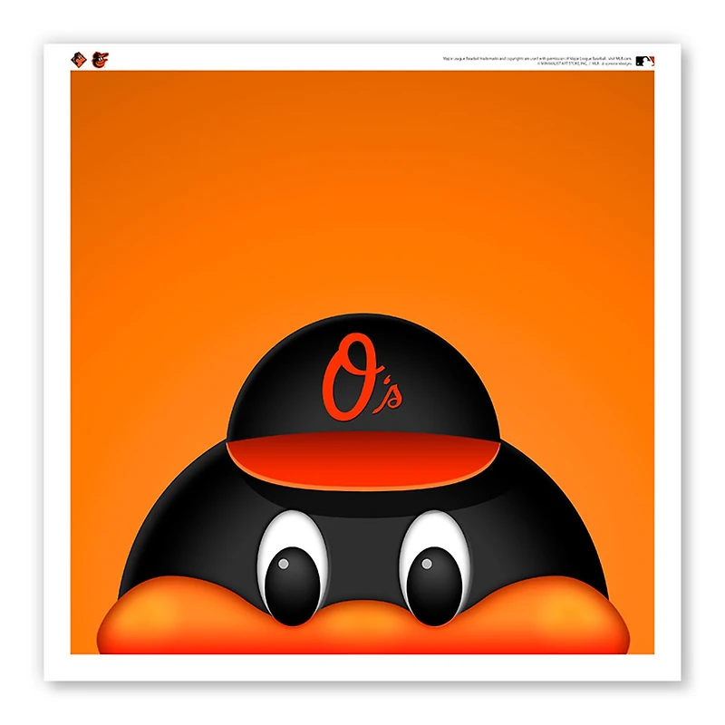Baltimore Orioles 12" x 12" Oriole Oiseau Affiche Imprimer