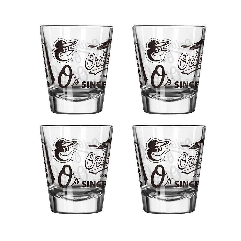 Lot de 4 verres à liqueur de 56 ml des Orioles de Baltimore