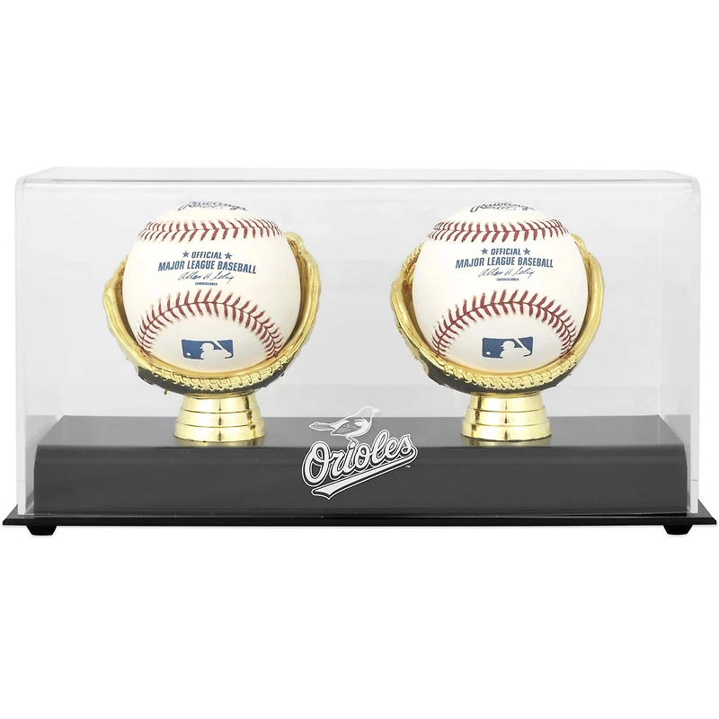 Vitrine de présentation avec double logo de baseball avec gant doré des Orioles de Baltimore