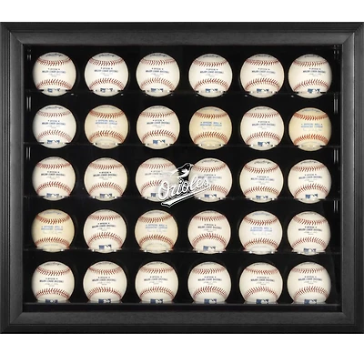 Vitrine à 30 boules de baseball encadrée noire avec logo des Orioles de Baltimore