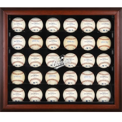 Vitrine de présentation encadrée en acajou avec logo des Orioles de Baltimore pour 30 boules