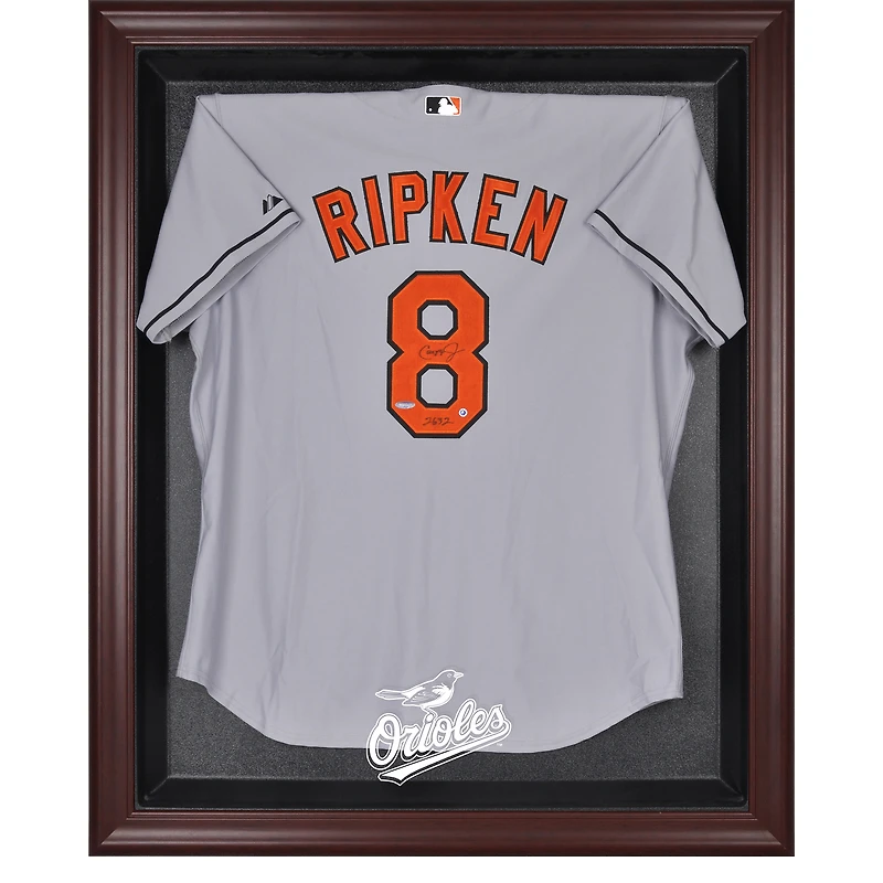 Vitrine de présentation du maillot avec logo encadré en acajou des Orioles de Baltimore