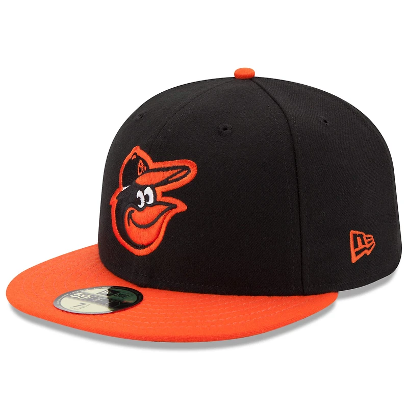 Baltimore Orioles New Era Road Authentic Collection On-Field Logo 59FIFTY - Fitted Hat Black/Orange