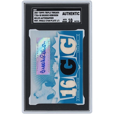 V106832 Oriole Brooks Robinson Baltimore Orioles Autographié 2007 Topps Triple Threads White Whale Cyan Plaque d'impression Triple 2 Couleur Relic Autographe #TTRA-58 #1/1 SGC Authentifié Auto 10 Carte Brooks Robinson AUT TPP CARTES À COLLECTIONNER 45853 AUTTRC CA01B02131 #4