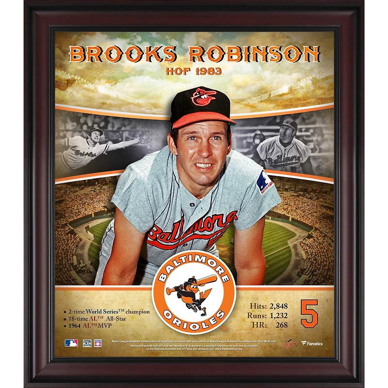 Profil de carrière encadré de Brooks Robinson Baltimore Orioles 15" x 17" Hall of Fame