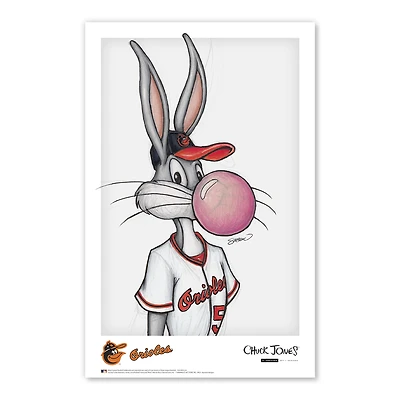 Affiche imprimée Looney Tunes de Bugs Bunny Baltimore Orioles 11" x 17"