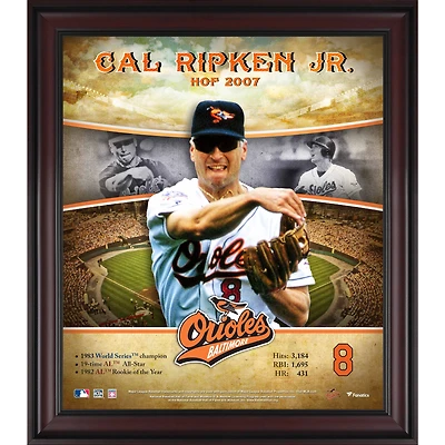 Profil de carrière du Temple de la renommée des Orioles de Baltimore, encadré 15" x 17" de Cal Ripken