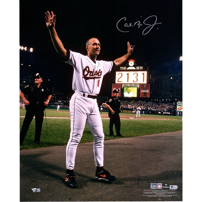 Photo autographiée de Cal Ripken Jr., des Orioles de Baltimore, 40 x 50 cm (16 x 20 pouces), lors de son ovation du 2131e match.
