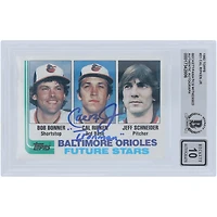 Cal Ripken Jr. Baltimore Orioles Autographed 1982 Topps #21 Beckett Fanatics Witnessed Authenticated 10 Rookie Card with "Ironman" Inscription