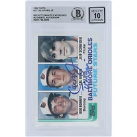 Cal Ripken Jr. Baltimore Orioles Autographed 1982 Topps #21 Beckett Fanatics Witnessed Authenticated 10 Rookie Card with "Ironman" Inscription