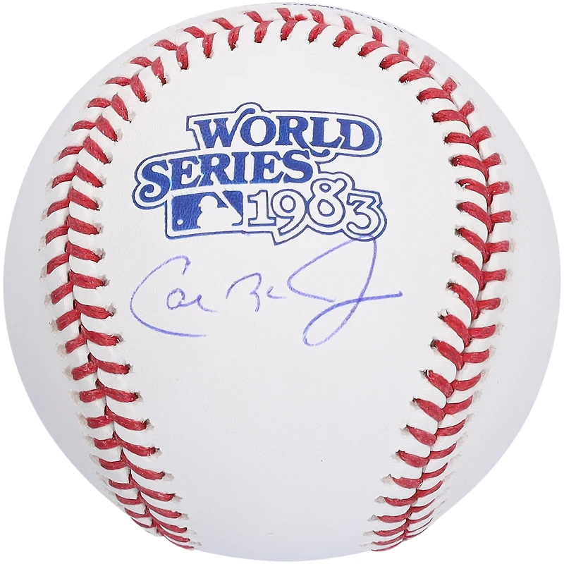 Balle de baseball autographiée par Cal Ripken Jr. des Orioles de Baltimore, logo des Séries mondiales de 1983.