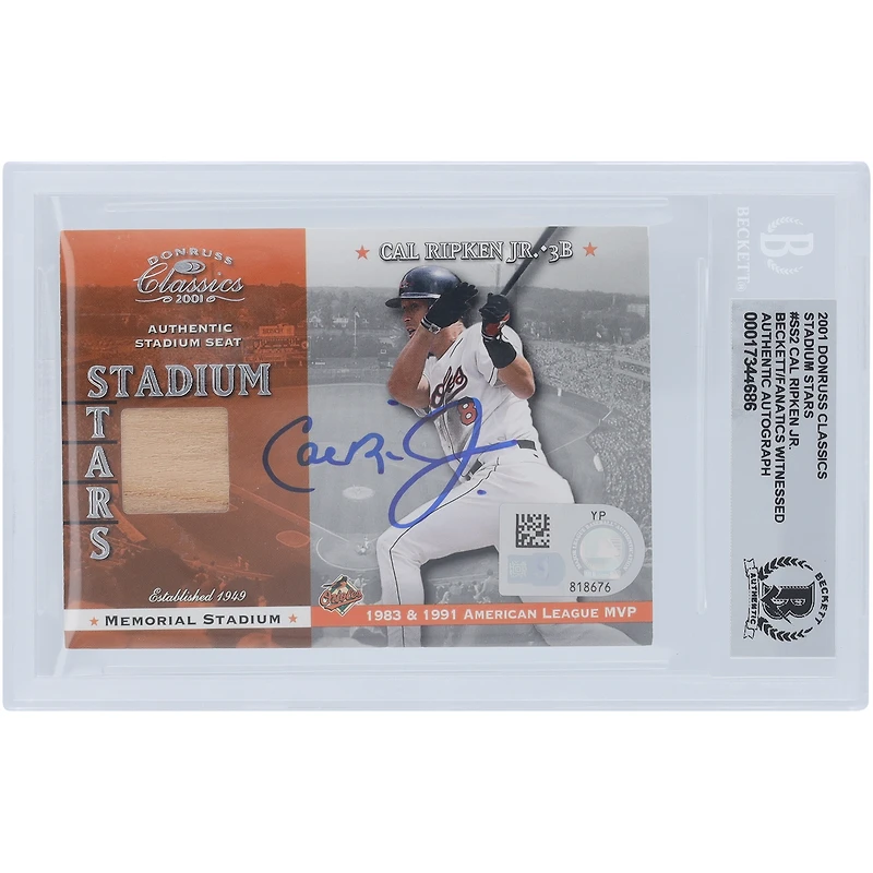 Cal Ripken Jr. Baltimore Orioles Autographed 2001 Donruss Classics Stadium Stars Bat Relic #SS-2 Beckett Fanatics Witnessed Authenticated 10 Card 