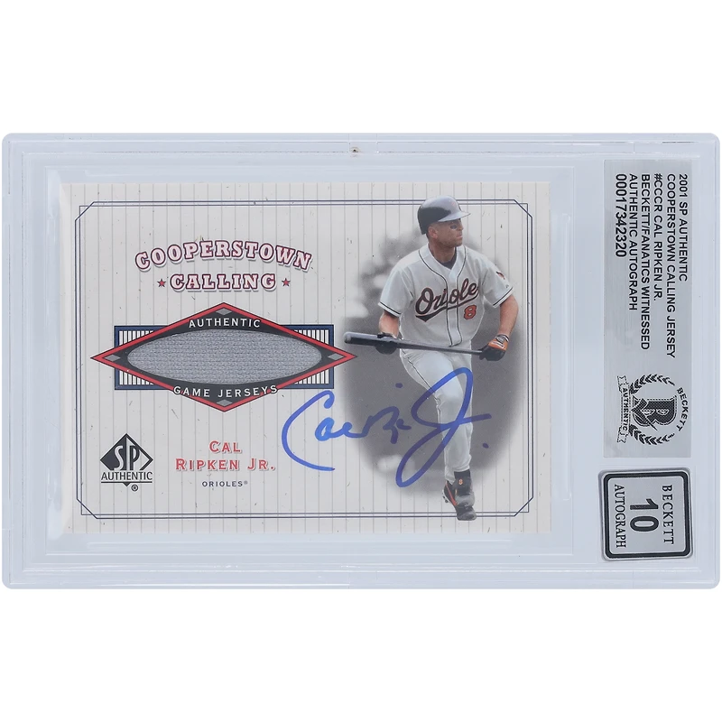 Cal Ripken Jr. Baltimore Orioles Autographed 2001 Upper Deck SP Authentic Cooperstown Calling Jersey Relic #CC-CR Beckett Fanatics Witnessed Authenticated 10 Card 