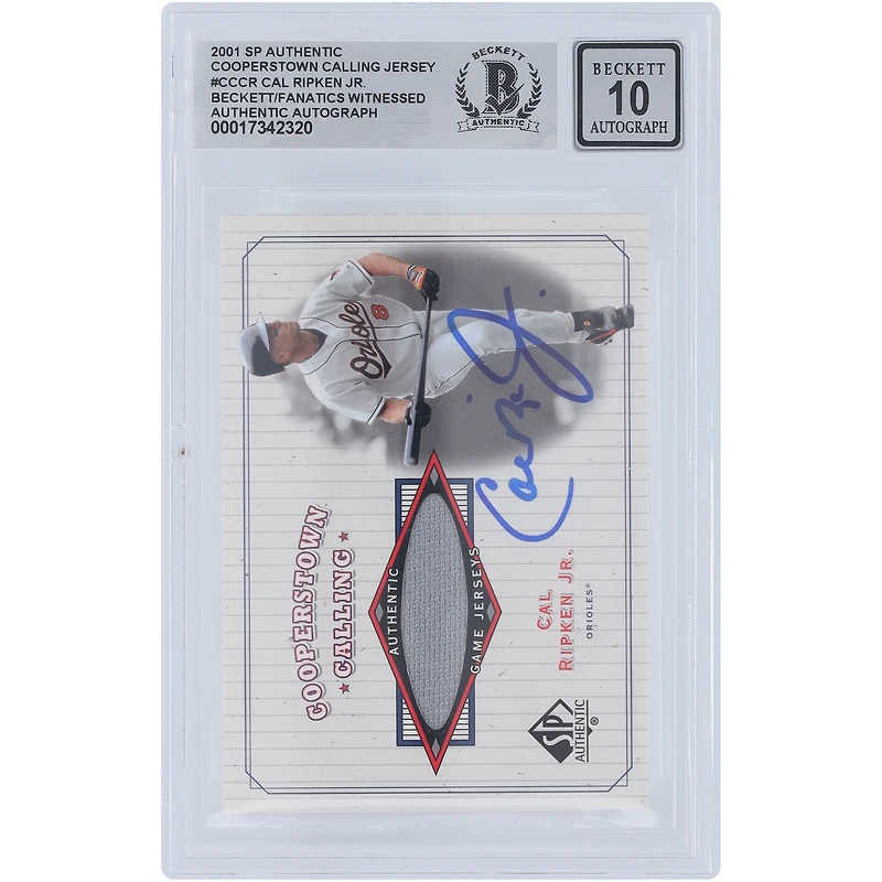 Cal Ripken Jr. Baltimore Orioles Autographed 2001 Upper Deck SP Authentic Cooperstown Calling Jersey Relic #CC-CR Beckett Fanatics Witnessed Authenticated 10 Card 