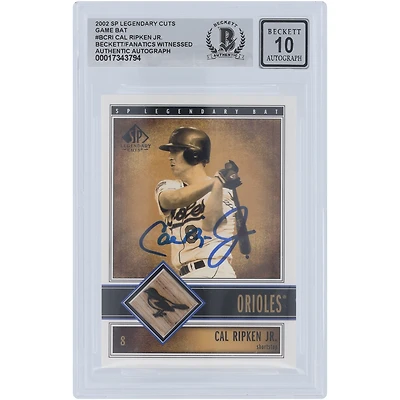 Cal Ripken Jr. Baltimore Orioles Autographed 2002 Upper Deck SP Legendary Cuts Game Bat Relic #B-CRI Beckett Fanatics Witnessed Authenticated 10 Card 