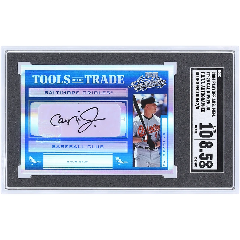 Cal Ripken Jr. Baltimore Orioles Autographed 2004 Playoff Absolute Memorabilia Blue Spectrum Tools Of The Trade #TT-25 #2/8 SGC Authenticated 8.5/10 Card