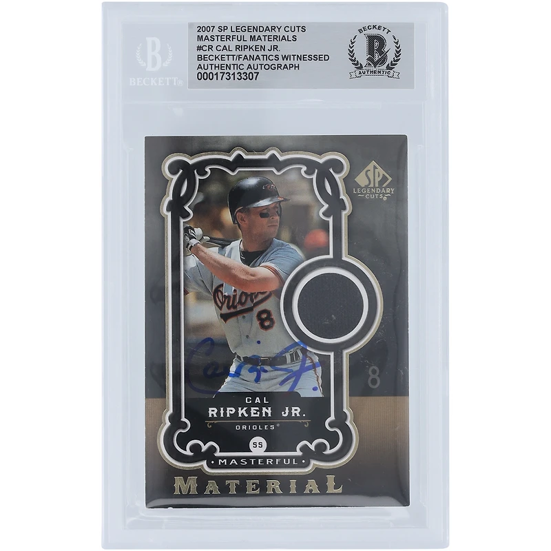 Cal Ripken Jr. Baltimore Orioles Autographed 2007 Upper Deck SP Legendary Cuts Masterful Materials Jersey Relic #MM-CR Beckett Fanatics Witnessed Authenticated Card 
