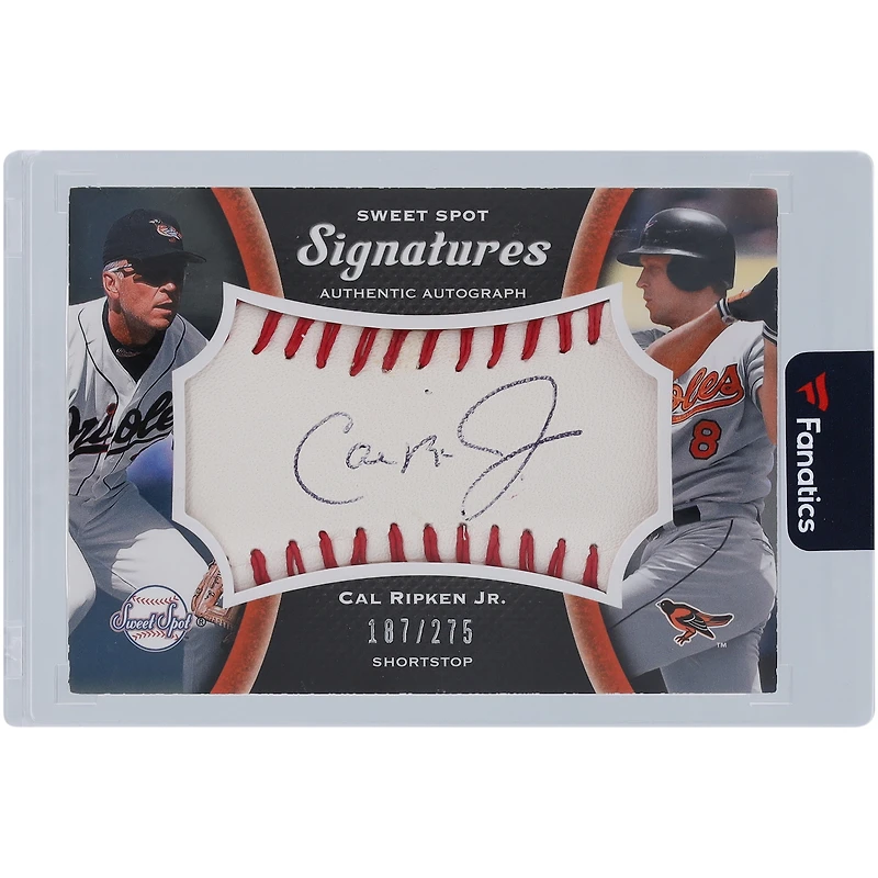 Carte autographiée 2008 Upper Deck Sweet Spot #S-CR #187/275 des Orioles de Baltimore par Cal Ripken Jr.