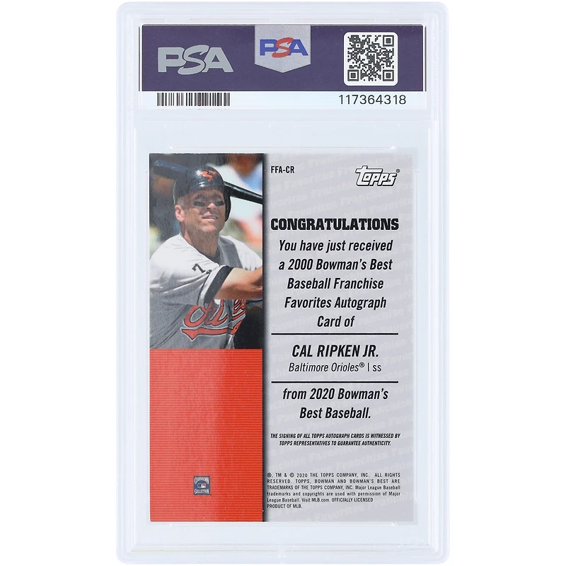 Cal Ripken Jr. Baltimore Orioles Autographed 2020 Bowman Best Franchise Favorites #FFA-CR #17/40 PSA Authenticated 10 Card