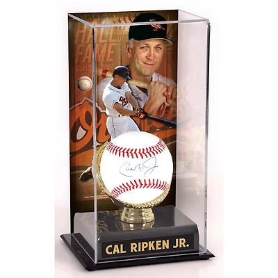 Vitrine d'exposition sublimée avec les autographes de Cal Ripken Jr. Baltimore Orioles et le Temple de la renommée