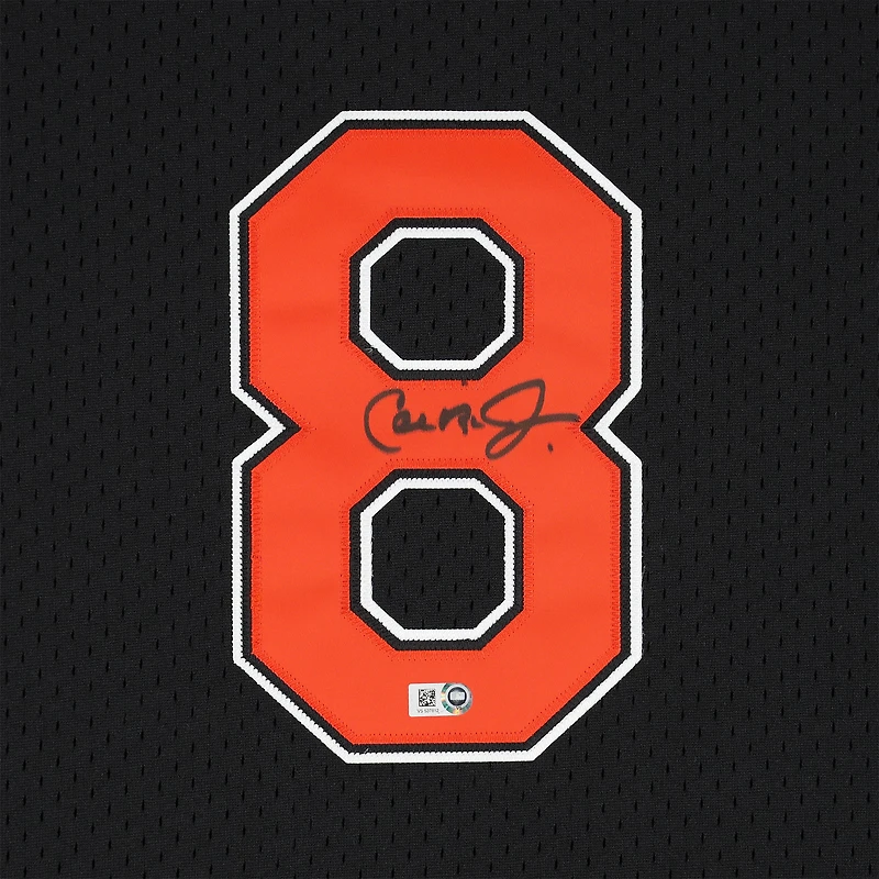 Maillot d'entraînement au bâton noir autographié par Cal Ripken Jr. Baltimore Orioles, réplique Mitchell & Ness