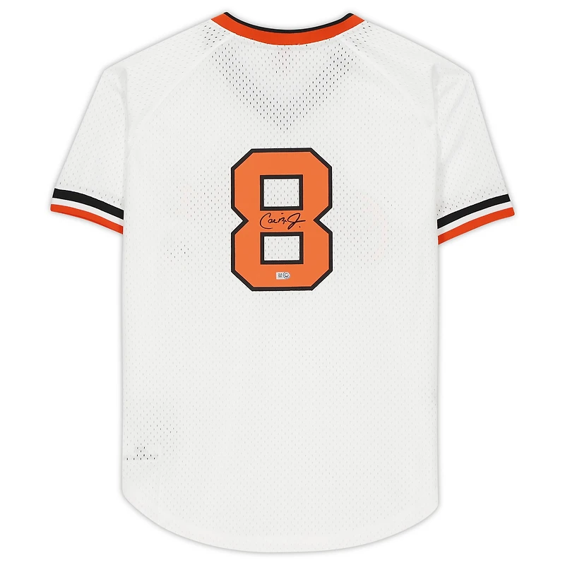 Maillot authentique Mitchell & Ness blanc autographié par Cal Ripken Jr. Baltimore Orioles