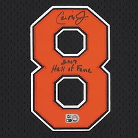 Maillot réplique autographié Mitchell & Ness des Baltimore Orioles par Cal Ripken Jr. avec inscription « 2007 Hall of Fame »