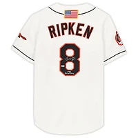 Maillot authentique autographié par Mitchell & Ness des Baltimore Orioles de Cal Ripken Jr. avec inscription « 2007 Hall of Fame »