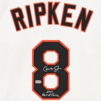 Maillot authentique autographié par Mitchell & Ness des Baltimore Orioles de Cal Ripken Jr. avec inscription « 2007 Hall of Fame »