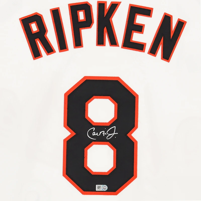 Maillot authentique de l'équipe Mitchell & Ness autographié par Cal Ripken Jr. des Baltimore Orioles