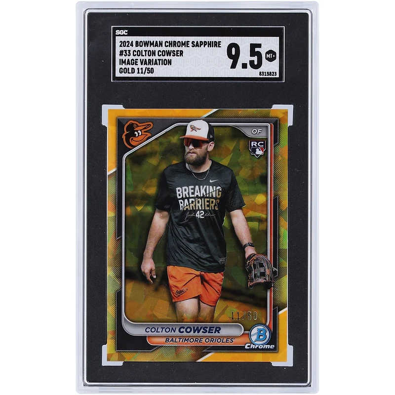 Colton Cowser Baltimore Orioles 2024 Bowman Chrome Sapphire Gold Image Variation #33 #11/50 SGC Authenticated 9.5 Rookie Card