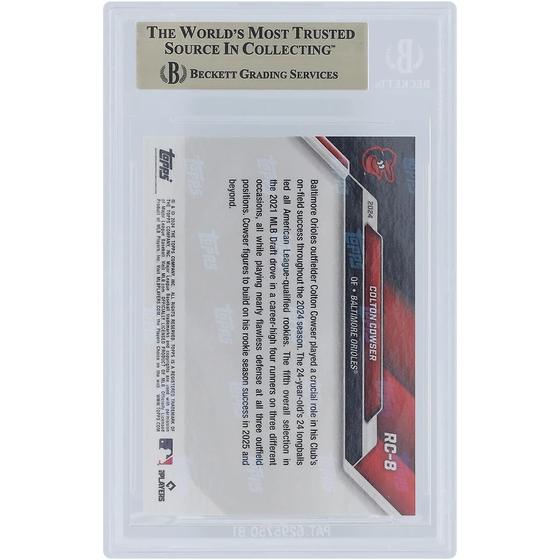 Colton Cowser Baltimore Orioles 2024 Topps Now 2024 Rookie Cup Team #RC8 BGS Authenticated 10 Rookie Card - 10,10,10,9.5 Subgrades