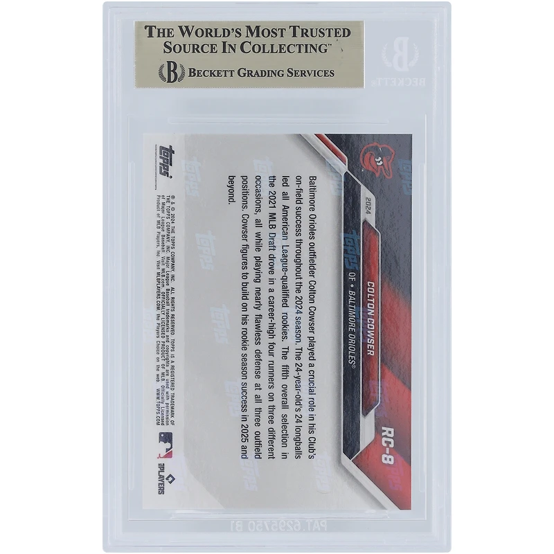 Colton Cowser Baltimore Orioles 2024 Topps Now 2024 Rookie Cup Team #RC8 BGS Authenticated 10 Rookie Card - 9.5,10,10,10 Subgrades