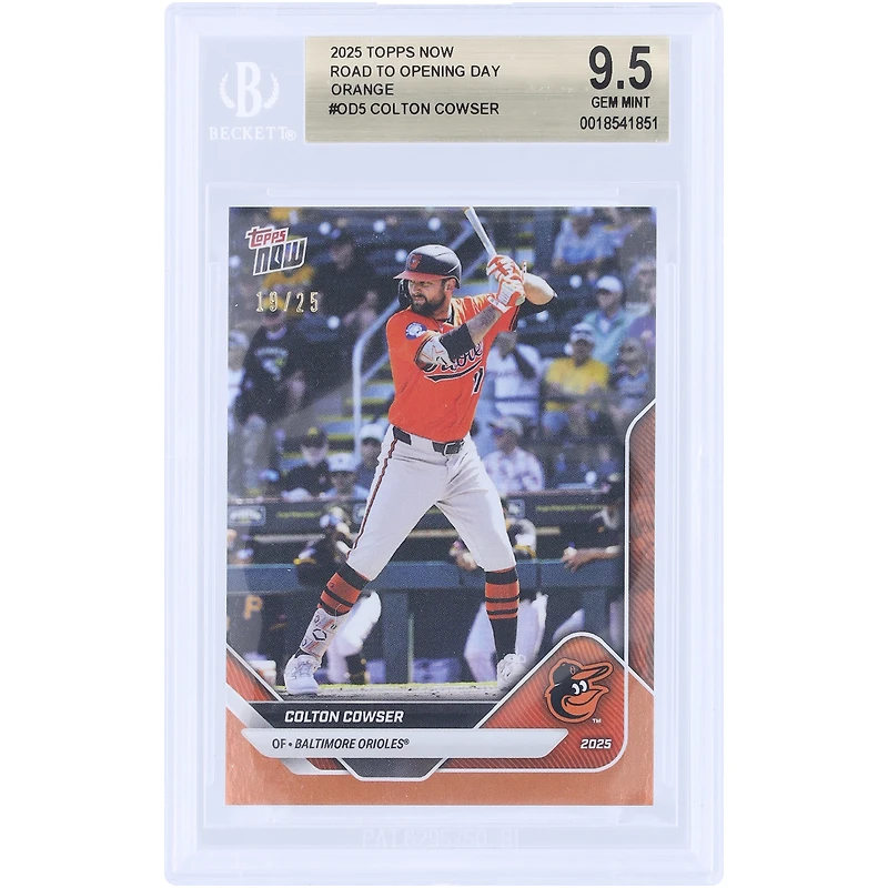 Colton Cowser Baltimore Orioles 2025 Topps Now Road To Opening Day Orange Foil #OD-5 #/25 BGS Authenticated 9.5 Card