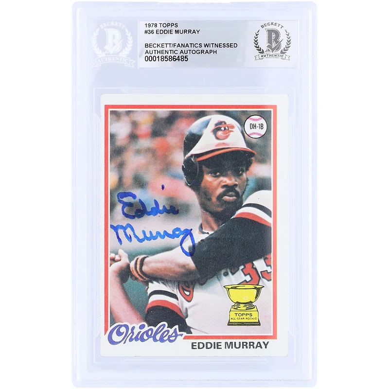 Eddie Murray Baltimore Orioles Autographed 1978 Topps #36 Beckett Fanatics Witnessed Authenticated Rookie Card