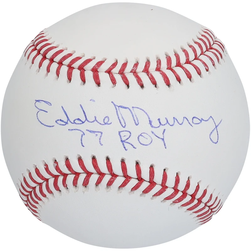Baseball autographié par Eddie Murray des Orioles de Baltimore avec l'inscription « 77 ROY »