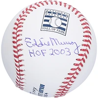 Logo autographié du Temple de la renommée par Eddie Murray des Orioles de Baltimore avec l'inscription « HOF 2003 »