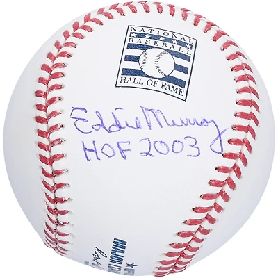 Logo autographié du Temple de la renommée par Eddie Murray des Orioles de Baltimore avec l'inscription « HOF 2003 »