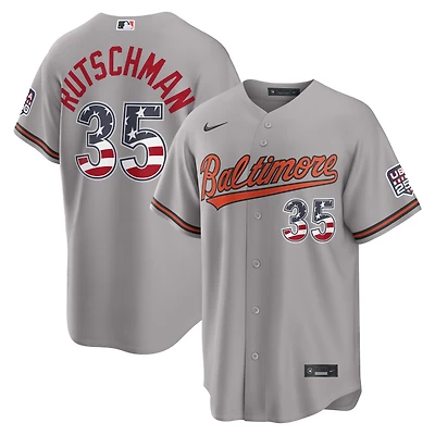 Maillot Nike gris USA 250 Stadium Adley Rutschman des Orioles de Baltimore pour homme, édition spéciale 4 juillet