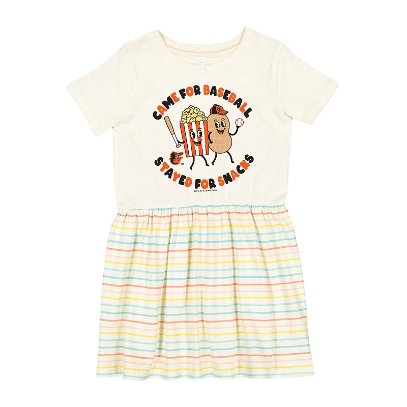 Girls Toddler Soft as a Grape White Baltimore Orioles Snack Dress