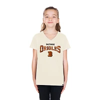 Girls Youth New Era  Cream Baltimore Orioles 2026 City Connect Flip Sequin V-Neck T-Shirt