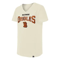 T-shirt à sequins réversibles New Era crème Baltimore Orioles 2026 City Connect pour filles et jeunes