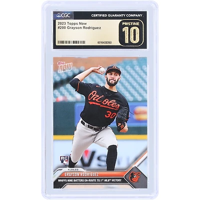 V106832 Oriole Grayson Rodriguez Baltimore Orioles 2023 Topps élimine désormais neuf frappeurs en route vers la première victoire de la MLB #200 CGC Carte recrue authentifiée vierge 10 30 Grayson Rodriguez UNS TPP CARTES À ÉCHANGER 45664 COLTRC CC01BB1570 #110