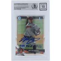 Grayson Rodriguez Baltimore Orioles Carte Bowman Draft Chrome #BDC-73 Beckett Fanatics a été témoin d'une carte 10 authentifiée dédicacée 2018 avec l'inscription "MLB Debut 4-5-23"