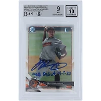 Grayson Rodriguez Baltimore Orioles Carte autographiée 2018 Bowman Draft Chrome #BDC-73 Beckett Fanatics Witnessed Carte authentifiée 9/10 avec l'inscription "MLB Debut 4-5-23"