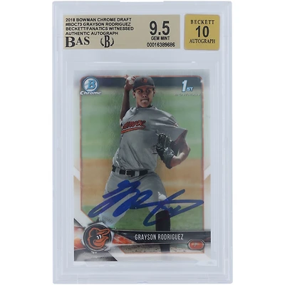 Carte autographiée 9,5/10 Bowman Draft Chrome #BDC-73 Beckett Fanatics Witnessed Baltimore Orioles 2018