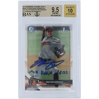 Carte autographiée 9,5/10 de Beckett Fanatics Witnessed 2018 Bowman Draft Chrome #BDC-73 de Grayson Rodriguez Baltimore Orioles avec l'inscription « MLB Debut 4-5-23 »